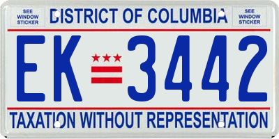 DC license plate EK3442