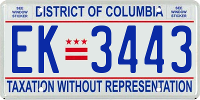 DC license plate EK3443