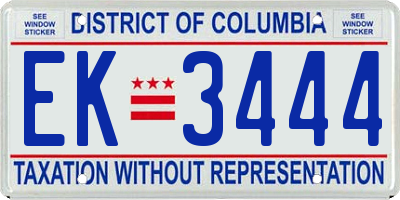 DC license plate EK3444