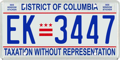 DC license plate EK3447