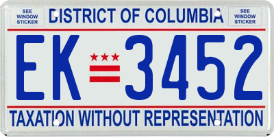 DC license plate EK3452