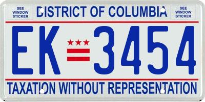 DC license plate EK3454