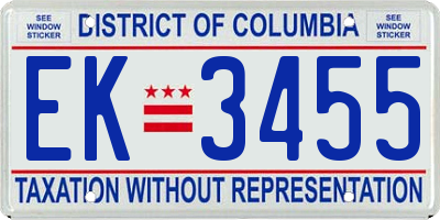 DC license plate EK3455