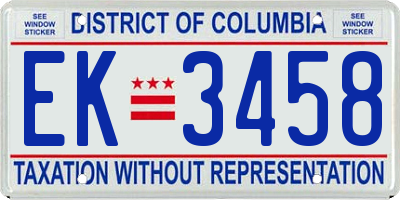 DC license plate EK3458