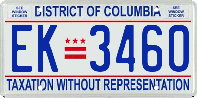 DC license plate EK3460