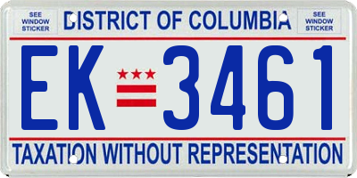 DC license plate EK3461