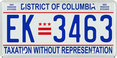 DC license plate EK3463