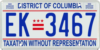 DC license plate EK3467