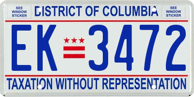 DC license plate EK3472