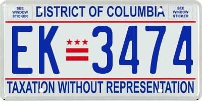 DC license plate EK3474