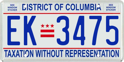 DC license plate EK3475