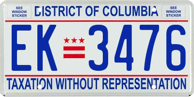 DC license plate EK3476