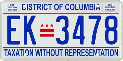 DC license plate EK3478