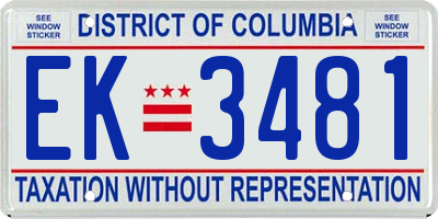 DC license plate EK3481