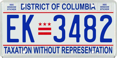 DC license plate EK3482