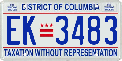 DC license plate EK3483