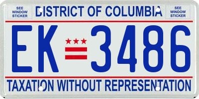 DC license plate EK3486