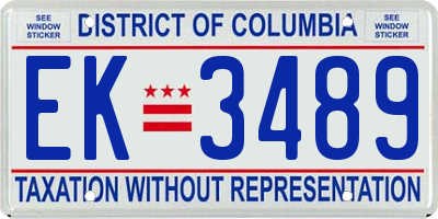 DC license plate EK3489