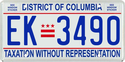 DC license plate EK3490