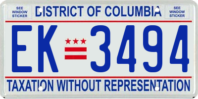 DC license plate EK3494