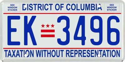 DC license plate EK3496