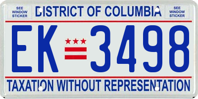 DC license plate EK3498