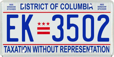 DC license plate EK3502