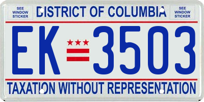 DC license plate EK3503