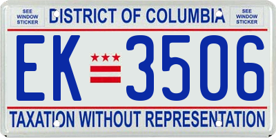 DC license plate EK3506