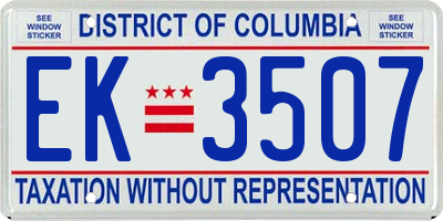 DC license plate EK3507