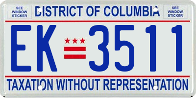 DC license plate EK3511