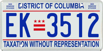 DC license plate EK3512