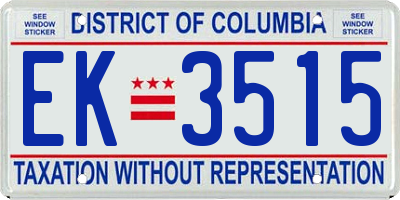 DC license plate EK3515