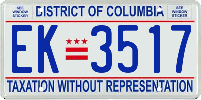 DC license plate EK3517