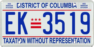 DC license plate EK3519