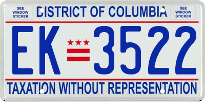 DC license plate EK3522