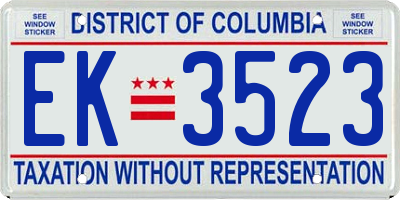 DC license plate EK3523