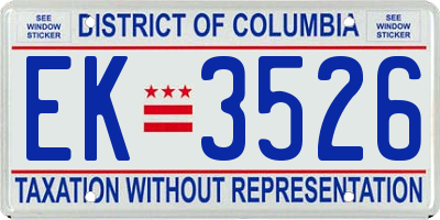 DC license plate EK3526