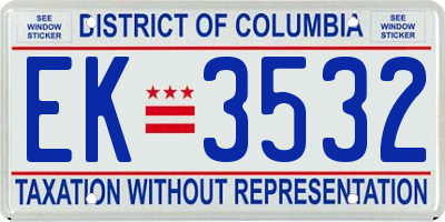 DC license plate EK3532