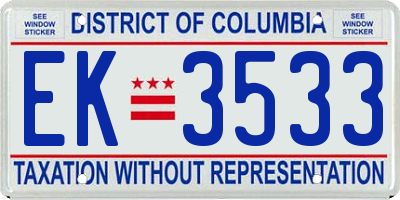 DC license plate EK3533