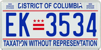 DC license plate EK3534