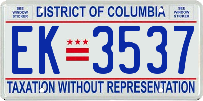 DC license plate EK3537