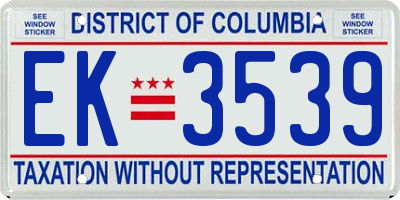 DC license plate EK3539