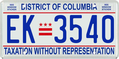 DC license plate EK3540