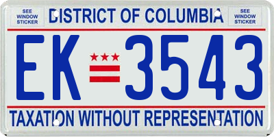 DC license plate EK3543