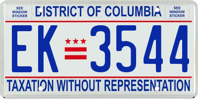 DC license plate EK3544