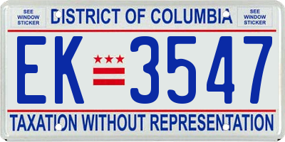 DC license plate EK3547