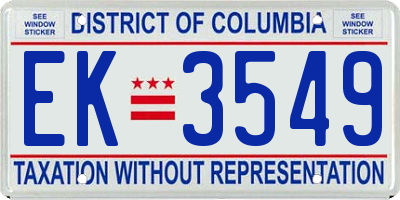 DC license plate EK3549