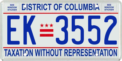 DC license plate EK3552