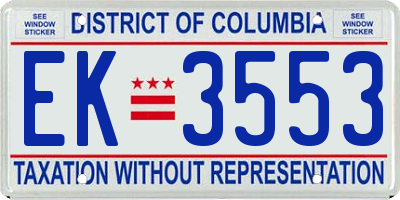 DC license plate EK3553